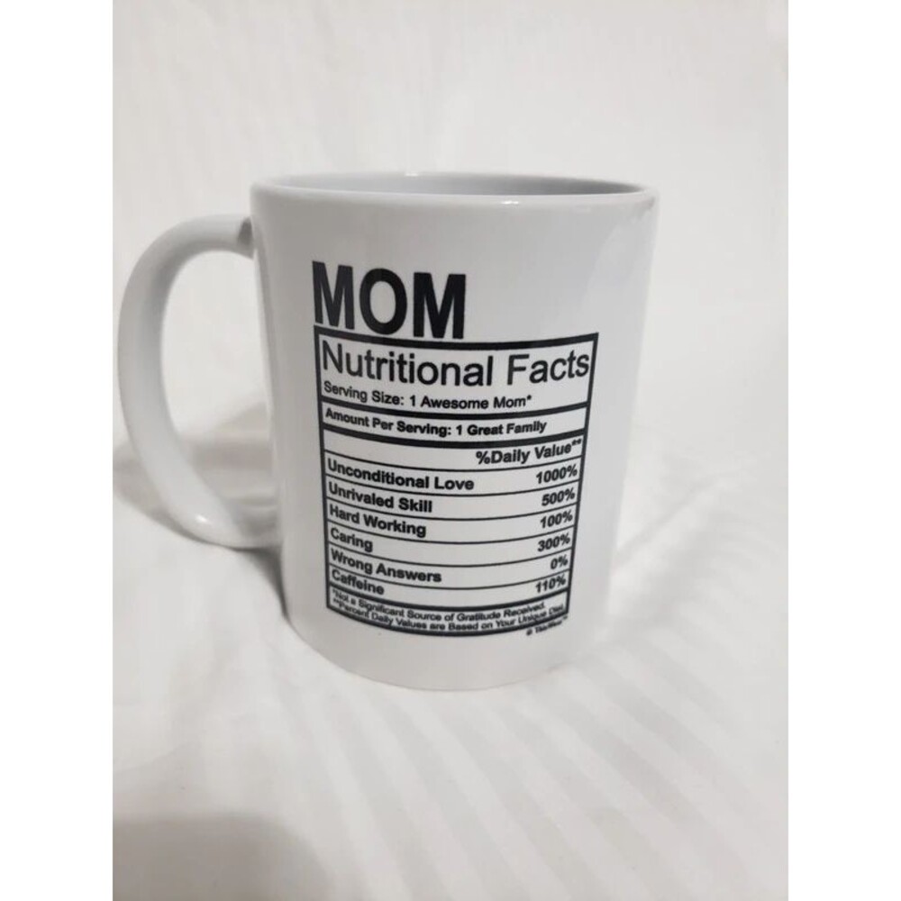 MOM Nutritional Facts Funny Novelty Coffee Mug 11oz White Ceramic Cup